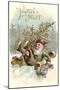 Joyeux Noel, Elf Falling on Ice-null-Mounted Art Print