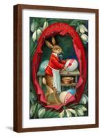 Joyful Easter, Rabbit inside Egg-null-Framed Art Print