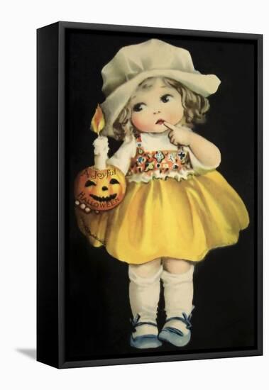 Joyful Halloween Yellow Dress-Vintage Apple Collection-Framed Stretched Canvas