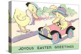 Joyous Easter Greetings, Ducks-null-Stretched Canvas