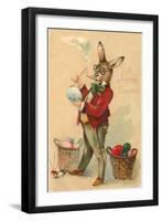 Joyous Easter, Spectacled Rabbit Painting Egg-null-Framed Art Print