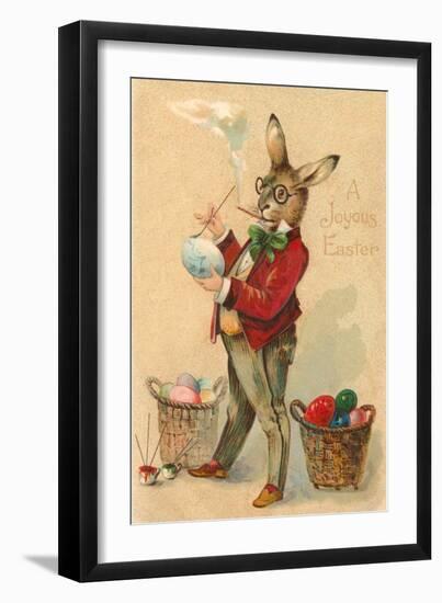 Joyous Easter, Spectacled Rabbit Painting Egg-null-Framed Art Print