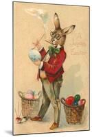 Joyous Easter, Spectacled Rabbit Painting Egg-null-Mounted Art Print