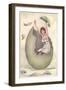 Joyous Woman in Cracked Green Egg-null-Framed Art Print