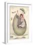 Joyous Woman in Cracked Green Egg-null-Framed Art Print