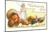 Joys, Girl Herding Turkeys-null-Mounted Art Print