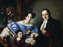 Portrait of Architect Valentino Valle with His Daughter-Jozef Tominc-Stretched Canvas