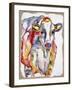 JP2488-Colorful Cow-Burlap-Jean Plout-Framed Giclee Print