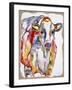 JP2488-Colorful Cow-Burlap-Jean Plout-Framed Giclee Print