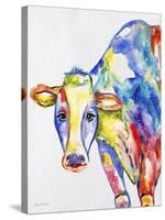 JP2489-Colorful Cow-Jean Plout-Stretched Canvas