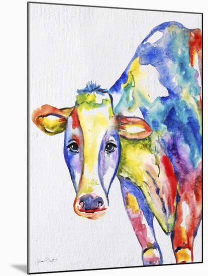 JP2489-Colorful Cow-Jean Plout-Mounted Giclee Print