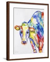 JP2489-Colorful Cow-Jean Plout-Framed Giclee Print