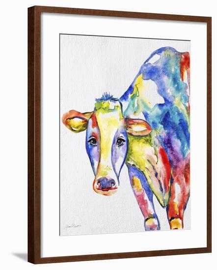 JP2489-Colorful Cow-Jean Plout-Framed Giclee Print