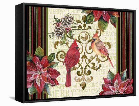 JP3318-Holiday Cardinals-Jean Plout-Framed Stretched Canvas