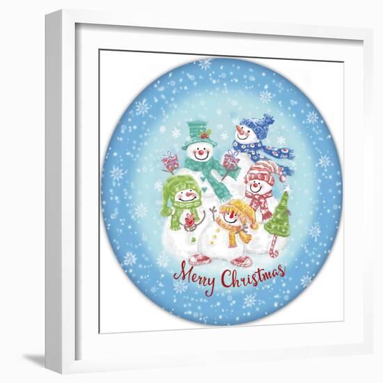 JP3645-Christmas Snowmen-Jean Plout-Framed Giclee Print