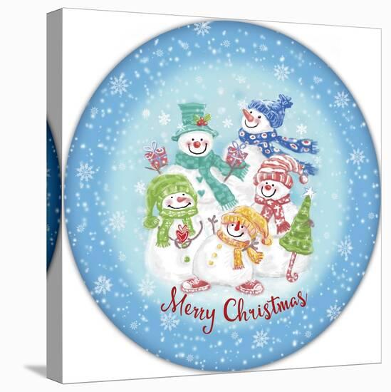 JP3645-Christmas Snowmen-Jean Plout-Stretched Canvas