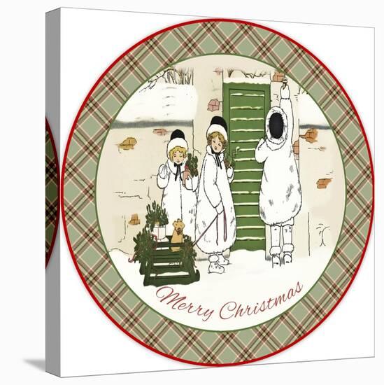 JP3669-Snow Kids Merry Christmas-Jean Plout-Stretched Canvas