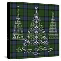 JP3684-Happy Holidays Plaid-Silver-Jean Plout-Stretched Canvas