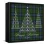 JP3684-Happy Holidays Plaid-Silver-Jean Plout-Framed Stretched Canvas