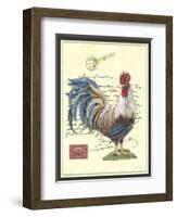 JP3847-Postage Stamp Rooster-Jean Plout-Framed Giclee Print