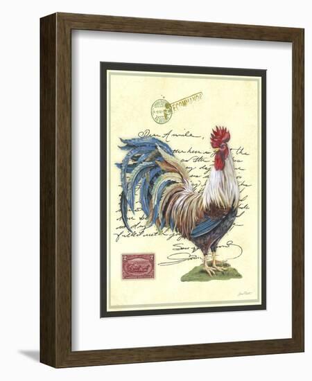 JP3847-Postage Stamp Rooster-Jean Plout-Framed Giclee Print