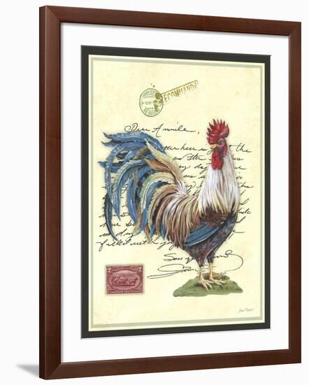 JP3847-Postage Stamp Rooster-Jean Plout-Framed Giclee Print