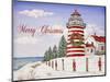 JP3897-Christmas Lighthouse -Merry Christmas-Jean Plout-Mounted Giclee Print