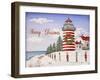 JP3897-Christmas Lighthouse -Merry Christmas-Jean Plout-Framed Giclee Print