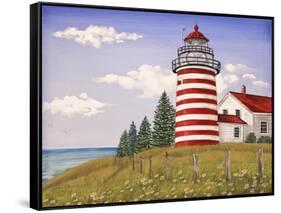 JP3898-Summer Lighthouse-Jean Plout-Framed Stretched Canvas