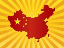 China Flag In Map Silhouette Illustration-jpldesigns-Art Print