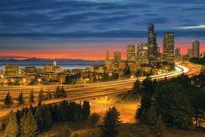 Portland Oregon Downtown Skyline with Mt Hood-jpldesigns-Photographic Print