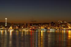 Seattle Downtown Skyline Reflection at Dawn-jpldesigns-Photographic Print