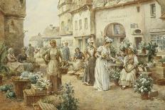 A Flower Market, France, 1900-Alfred, Jr. Glendening-Framed Stretched Canvas