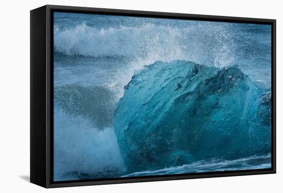 Jškulsarlon, Iceberg Remains on the Atlantic Beach-Catharina Lux-Framed Stretched Canvas