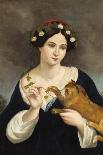 Portrait of a Woman with a Cat and Ivy-Juan Cordero-Framed Art Print