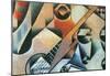 Juan Gris Banjo Guitar and Glasses Cubism Art Print Poster-null-Mounted Poster