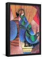 Juan Gris Glass Cup and Newspaper Cubism Art Print Poster-null-Framed Poster