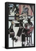 Juan Gris Man in Cafe Cubism Art Print Poster-null-Framed Poster