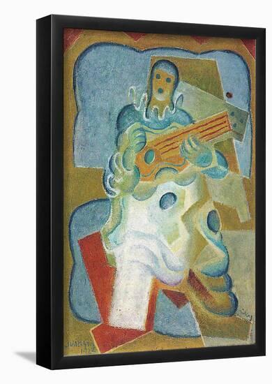 Juan Gris Pierrot Playing Guitar Cubism Art Print Poster-null-Framed Poster