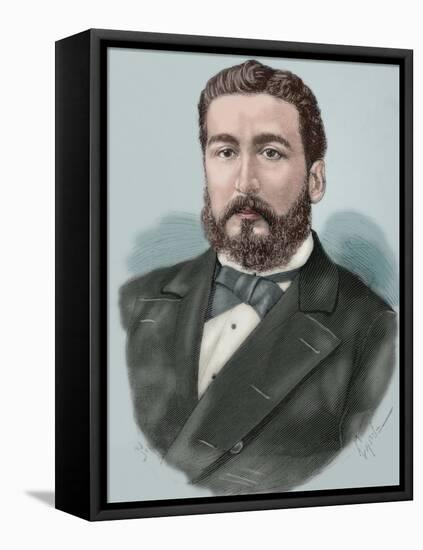 Juan Jose Latorre (1846-1912). Portrait. Colored Engraving.-Tarker-Framed Stretched Canvas