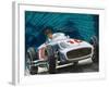 Juan Manuel Fangio Driving a Mercedes-Benz-English School-Framed Giclee Print