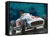 Juan Manuel Fangio Driving a Mercedes-Benz-English School-Framed Stretched Canvas