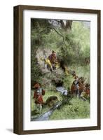 Juan Ponce de Leon's Expedition Searching for the Fountain of Youth in Florida, c.1500-null-Framed Giclee Print