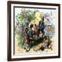 Juan Ponce de Leon, Wounded by Florida Natives, Carried Aboard Ship for Retreat to Cuba, c.1521-null-Framed Giclee Print