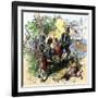 Juan Ponce de Leon, Wounded by Florida Natives, Carried Aboard Ship for Retreat to Cuba, c.1521-null-Framed Giclee Print