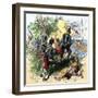 Juan Ponce de Leon, Wounded by Florida Natives, Carried Aboard Ship for Retreat to Cuba, c.1521-null-Framed Giclee Print