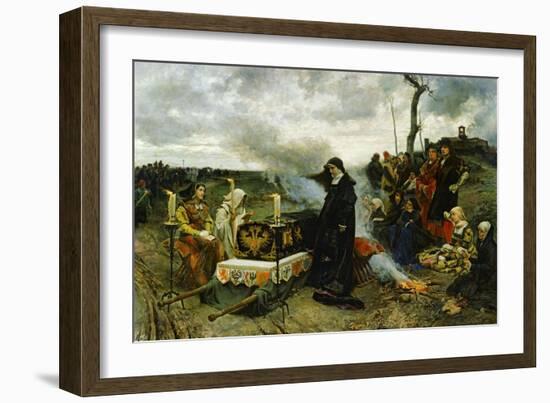 Juana the Mad Holding Vigil Over the Coffin of Her Husband, Philip the Handsom, 1877-Francisco Pradilla Y Ortiz-Framed Giclee Print