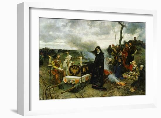 Juana the Mad Holding Vigil Over the Coffin of Her Husband, Philip the Handsom, 1877-Francisco Pradilla Y Ortiz-Framed Giclee Print