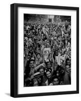 Jubilant Crowd Screaming and Flag Waving as They Mass Together During Vj Day Celebration, State St-Gordon Coster-Framed Photographic Print