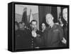 Jubilant Gen. Dwight Eisenhower Holding Pens in V for Victory-Ralph Morse-Framed Stretched Canvas